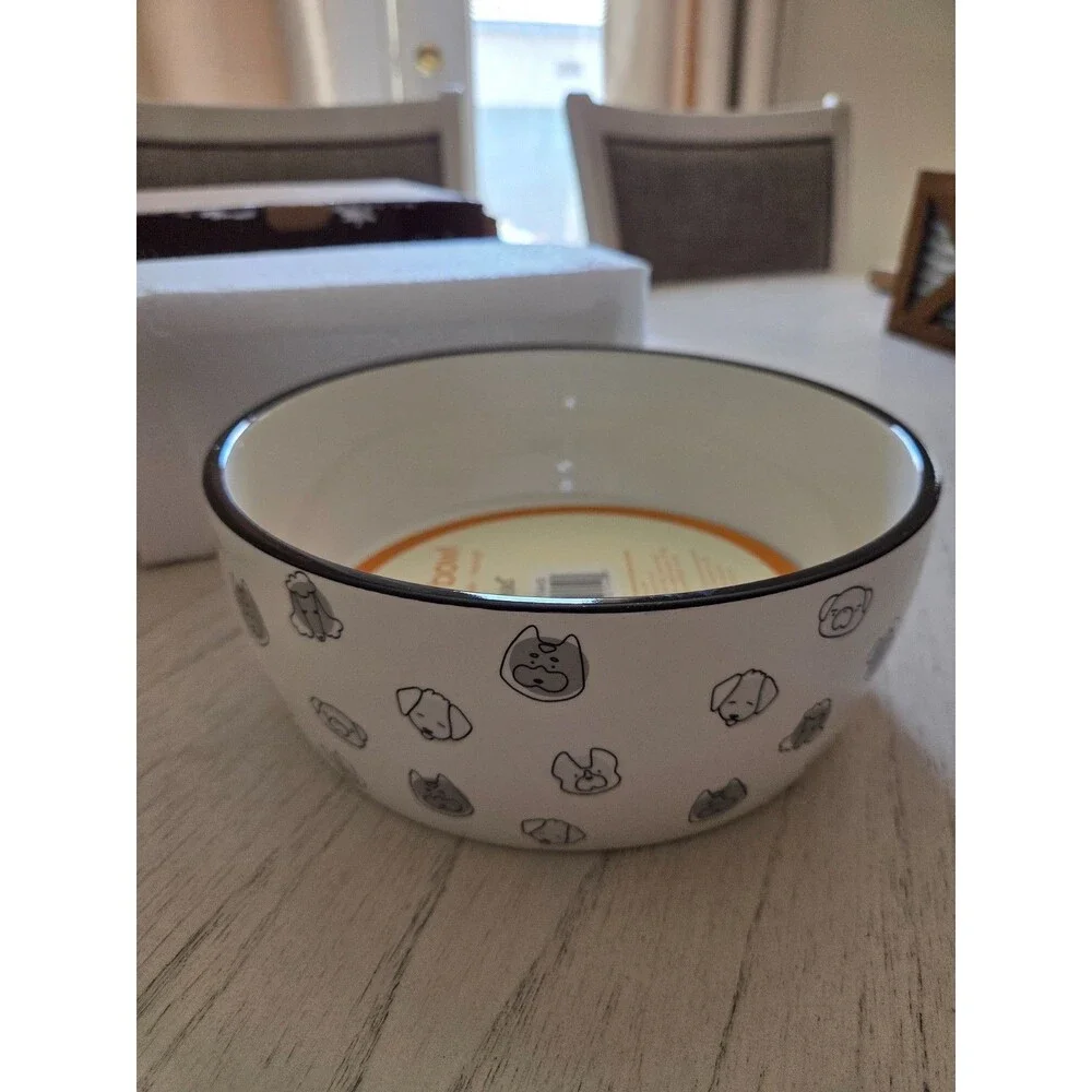 Pearhead Ceramic Dog Bowl Extra Large 8 Cup - Puppy Faces Pattern, XL 64 oz